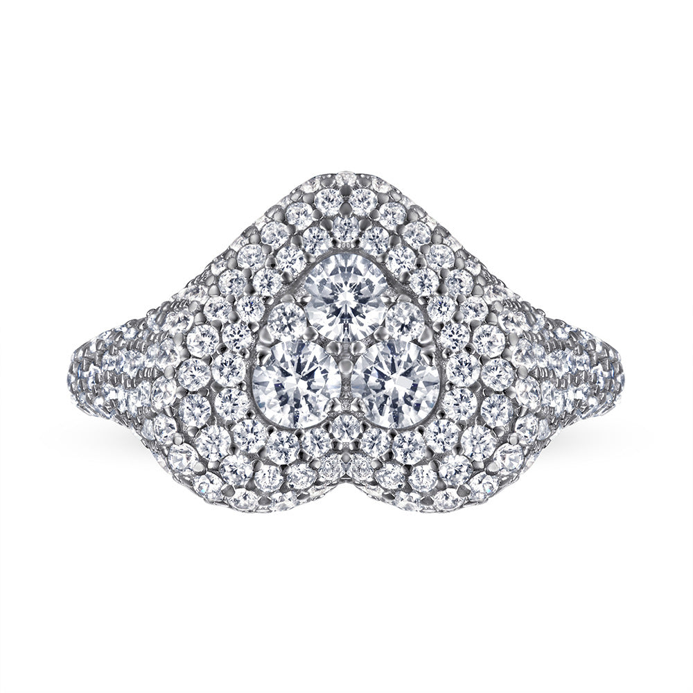 925 Sterling Silver Heart Ring for Women – Micro-Pave Cubic Zirconia Gift
