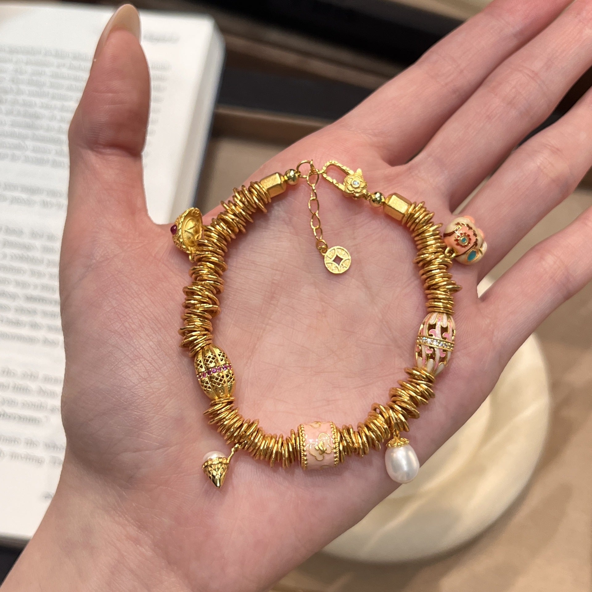 Coil Wrap Bracelet for Women, S925 Gold Plated Modern Chinese Style Jewelry